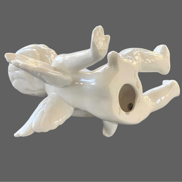 🚩SOLD🚩 Vintage Ceramic Sitting Cherub Angel Figurine - 4” Mid-Century - Picture 4 of 5